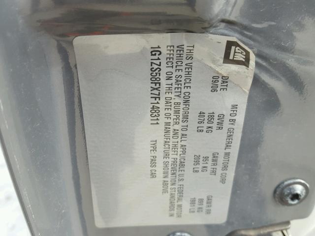 1G1ZS58FX7F148311 - 2007 CHEVROLET MALIBU LS Boz foto 10