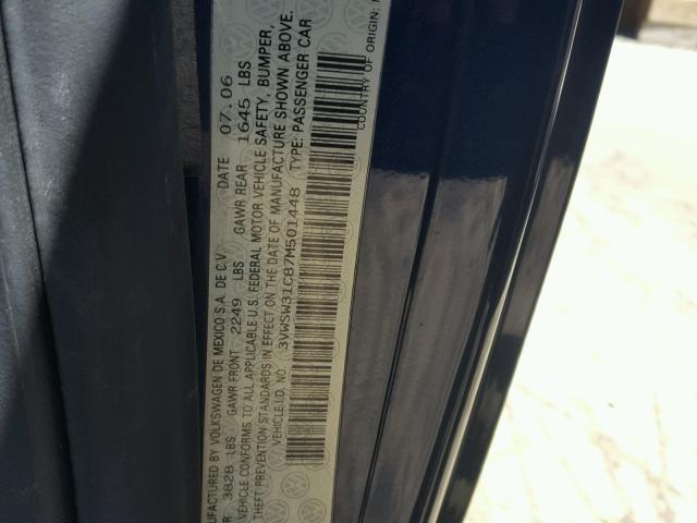 3VWSW31C87M501448 - 2007 VOLKSWAGEN NEW BEETLE 蓝色 照片 10