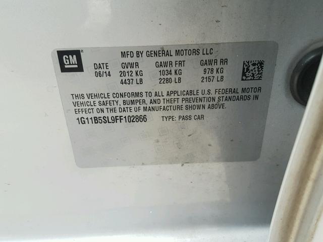 1G11B5SL9FF102866 - 2015 CHEVROLET MALIBU LS SILVER photo 10