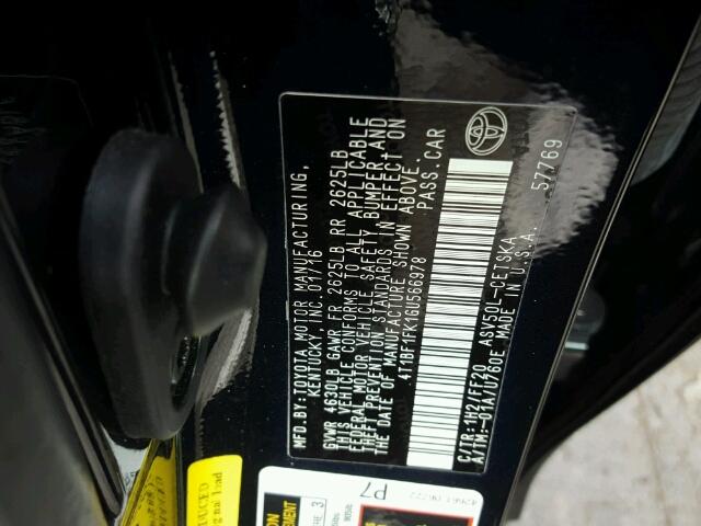 4T1BF1FK1GU566978 - 2016 TOYOTA CAMRY LE მწვანე ფოტო 10