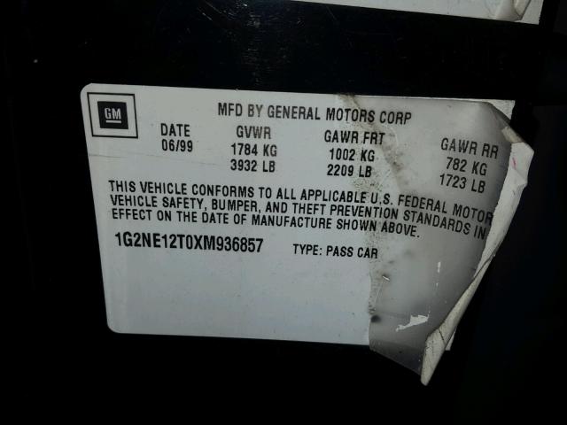 1G2NE12T0XM936857 - 1999 PONTIAC GRAND AM S Qara foto 10