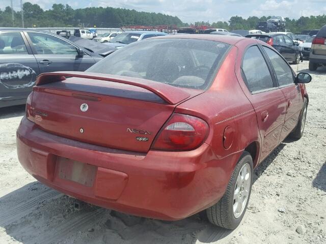 1B3ES56C25D268516 - 2005 DODGE NEON SXT RED photo 4