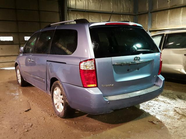 KNDMH4C32A6325593 - 2010 KIA SEDONA EX BLUE photo 3