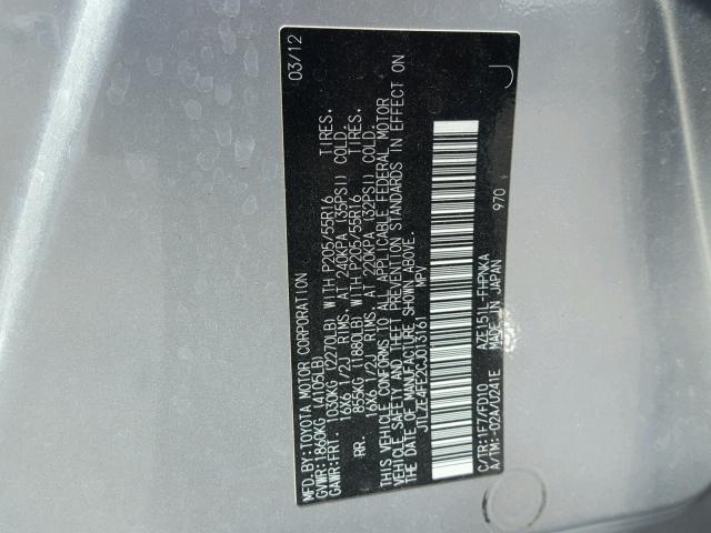 JTLZE4FE2CJ013161 - 2012 TOYOTA SCION XB Silber Foto 10