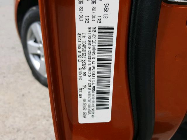 3D4PG1FG1BT503050 - 2011 DODGE JOURNEY MA ORANGE photo 10