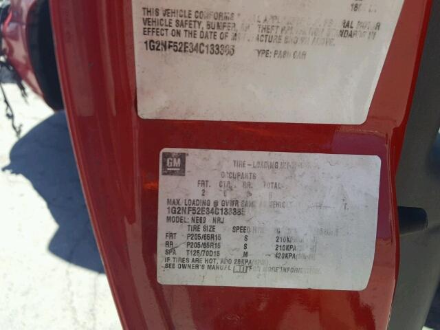 1G2NF52E34C133385 - 2004 PONTIAC GRAND AM S Qırmızı foto 10