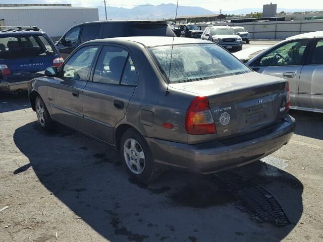 KMHCG45C21U226629 - 2001 HYUNDAI ACCENT GRAY photo 3