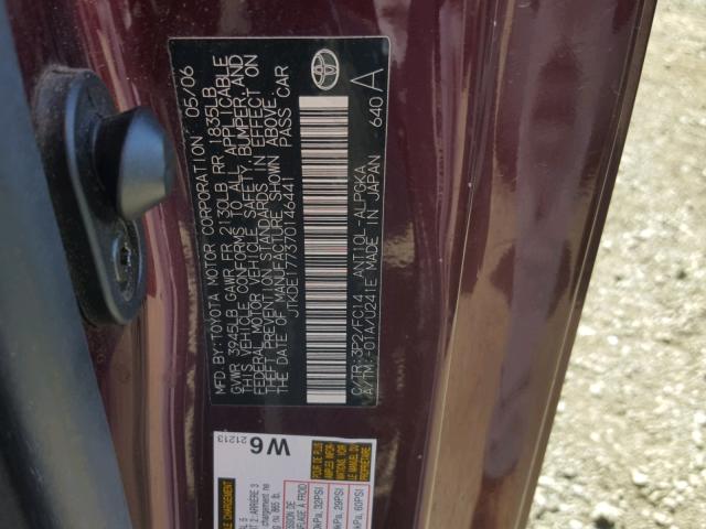 JTKDE177370146441 - 2007 TOYOTA SCION TC BURGUNDY photo 10