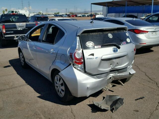 JTDKDTB39E1081653 - 2014 TOYOTA PRIUS C SILVER photo 3