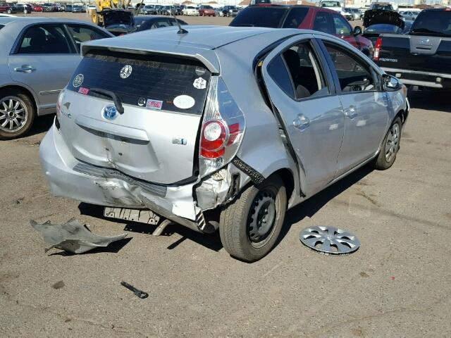 JTDKDTB39E1081653 - 2014 TOYOTA PRIUS C SILVER photo 4