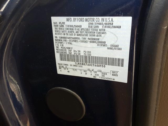 1LNHM87A82Y688950 - 2002 LINCOLN LS 蓝色 照片 10