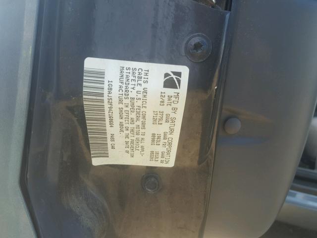 1G8AJ52F94Z160664 - 2004 SATURN ION LEVEL GRAY photo 10