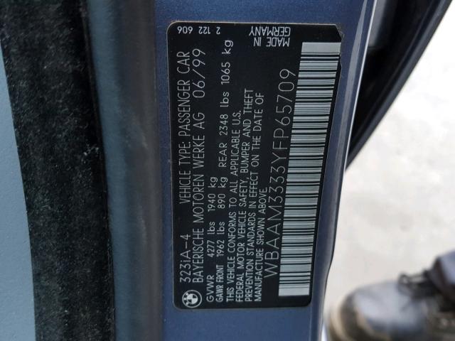 WBAAM3333YFP65709 - 2000 BMW 323 I BLUE photo 10