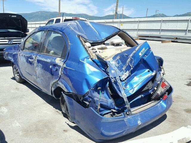 KL1TD56E29B626322 - 2009 CHEVROLET AVEO LS BLUE photo 3