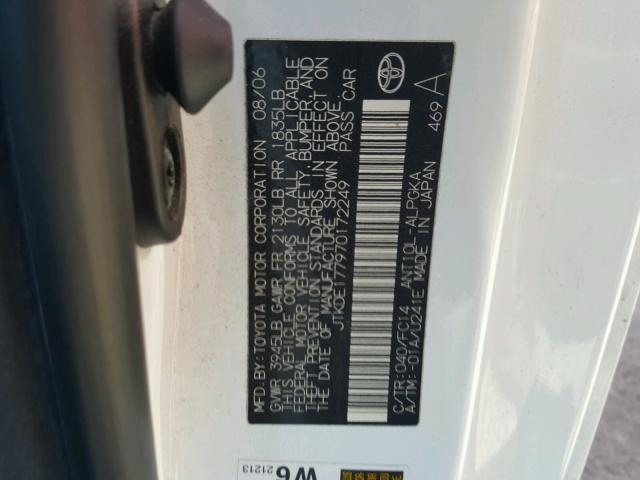 JTKDE177970172249 - 2007 TOYOTA SCION TC 白色 照片 10