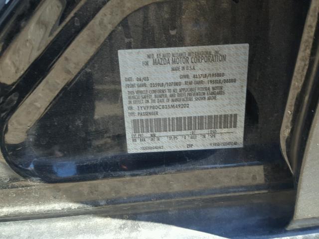 1YVFP80C835M49202 - 2003 MAZDA 6 I Noir photo 10