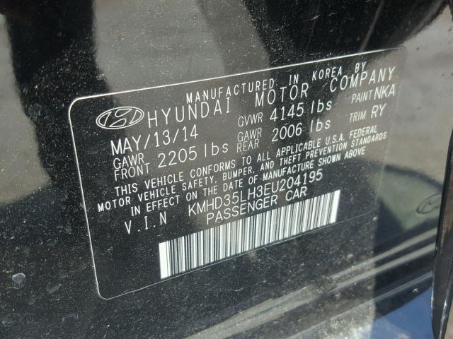 KMHD35LH3EU204195 - 2014 HYUNDAI ELANTRA GT BLACK photo 10