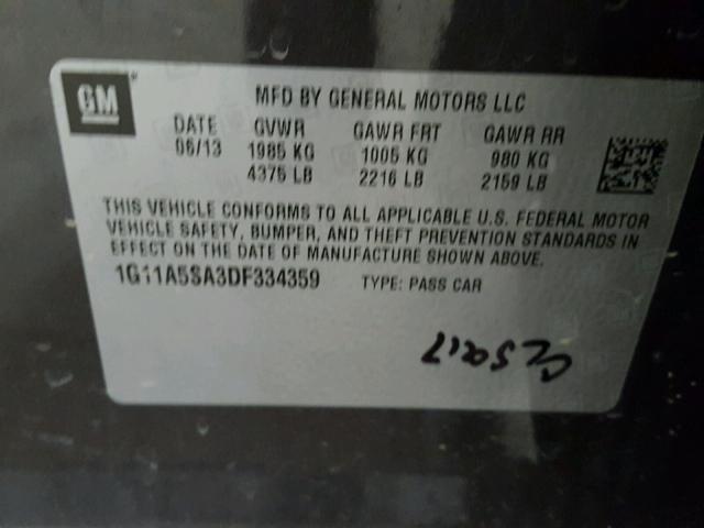 1G11A5SA3DF334359 - 2013 CHEVROLET MALIBU LS 石墨色 照片 10