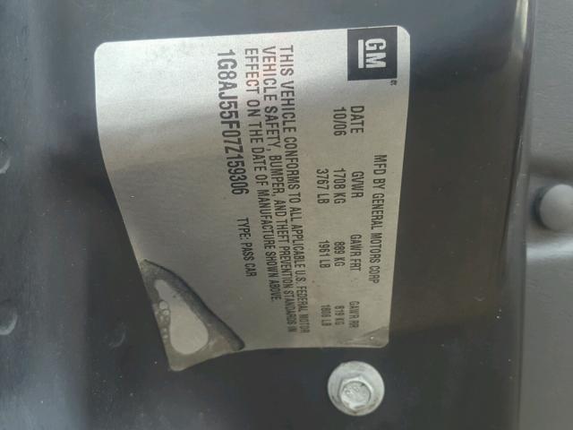 1G8AJ55F07Z159306 - 2007 SATURN ION LEVEL BURGUNDY photo 10