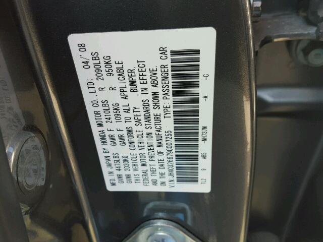 JH4CU26679C007255 - 2009 ACURA TSX GRAY photo 10