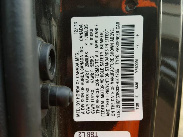 2HGFG3B0XEH504256 - 2014 HONDA CIVIC EXL 黑色 照片 10