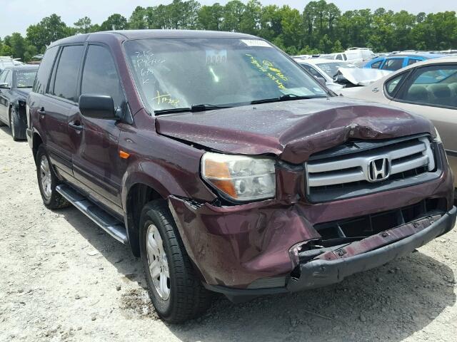 5FNYF18137B021358 - 2007 HONDA PILOT LX BURGUNDY photo 1