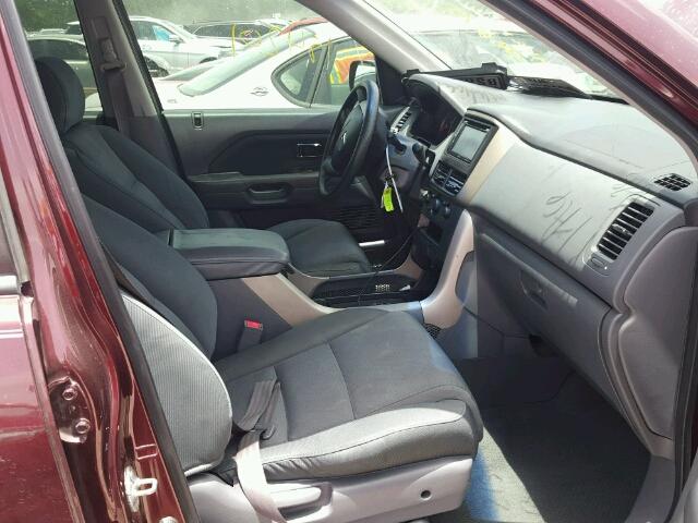 5FNYF18137B021358 - 2007 HONDA PILOT LX BURGUNDY photo 5