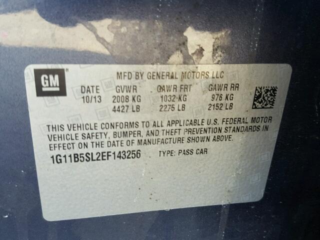 1G11B5SL2EF143256 - 2014 CHEVROLET MALIBU LS BLUE photo 10