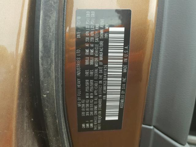 4S4WX9GD7B4401426 - 2011 SUBARU TRIBECA LI 棕色 照片 10