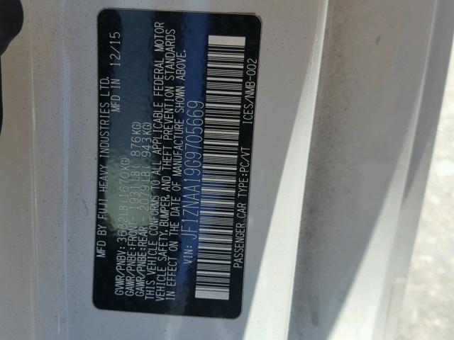 JF1ZNAA19G9705669 - 2016 TOYOTA SCION FR-S WHITE photo 10