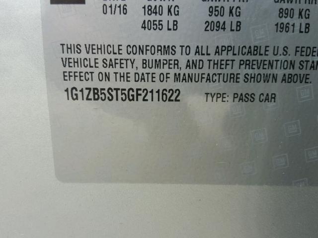 1G1ZB5ST5GF211622 - 2016 CHEVROLET MALIBU LS SILVER photo 10