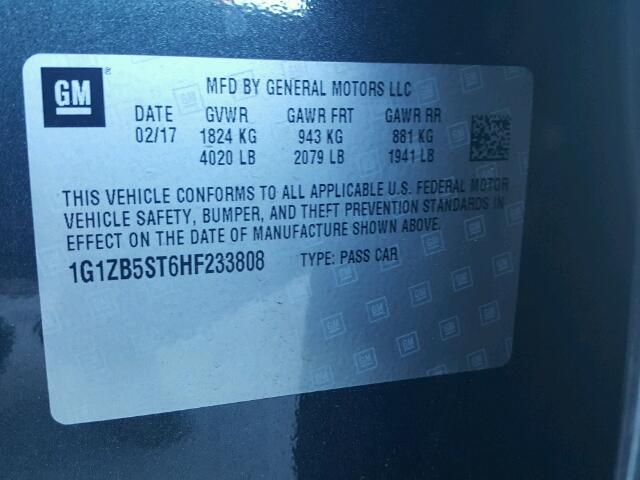 1G1ZB5ST6HF233808 - 2017 CHEVROLET MALIBU LS Boz foto 10