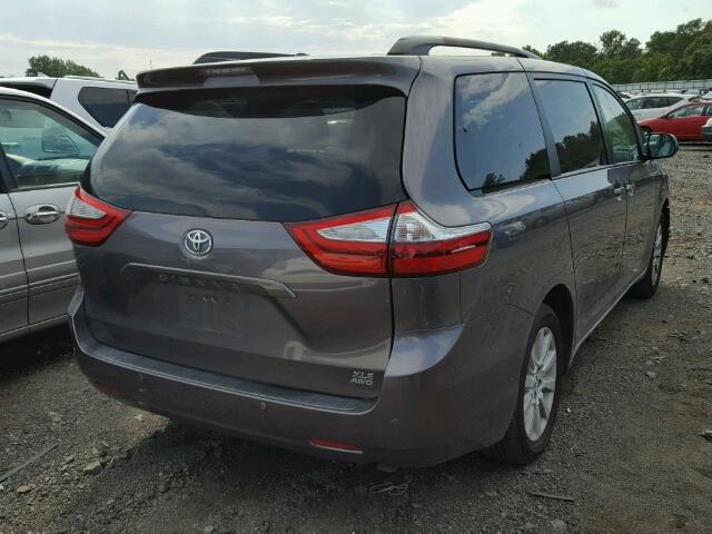 5TDDK3DC4FS099140 - 2015 TOYOTA SIENNA XLE GRAY photo 4