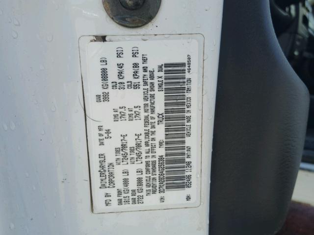 3D7KA28D64G256384 - 2004 DODGE RAM 2500 S WHITE photo 10