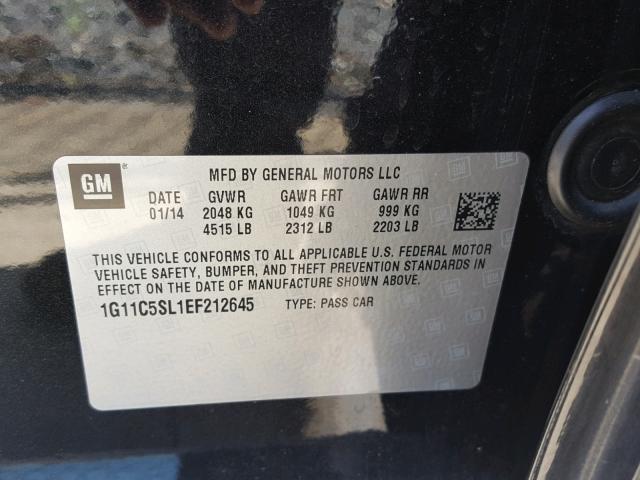 1G11C5SL1EF212645 - 2014 CHEVROLET MALIBU 1LT 黑色 照片 10