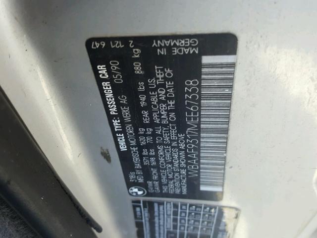 WBAAF9317MEE67338 - 1991 BMW 318 IS GRAY photo 10