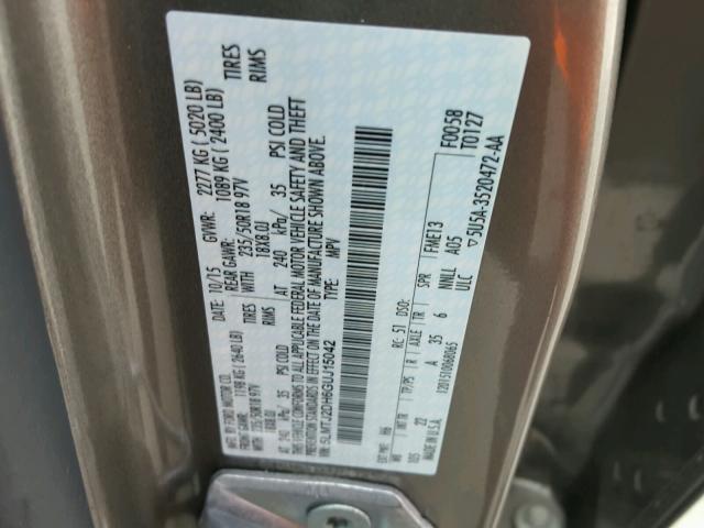 5LMTJ2DH6GUJ15042 - 2016 LINCOLN MKC SELECT ოქროსფერი ფოტო 10