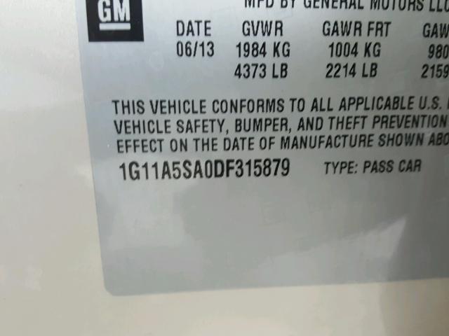 1G11A5SA0DF315879 - 2013 CHEVROLET MALIBU LS ოქროსფერი ფოტო 10