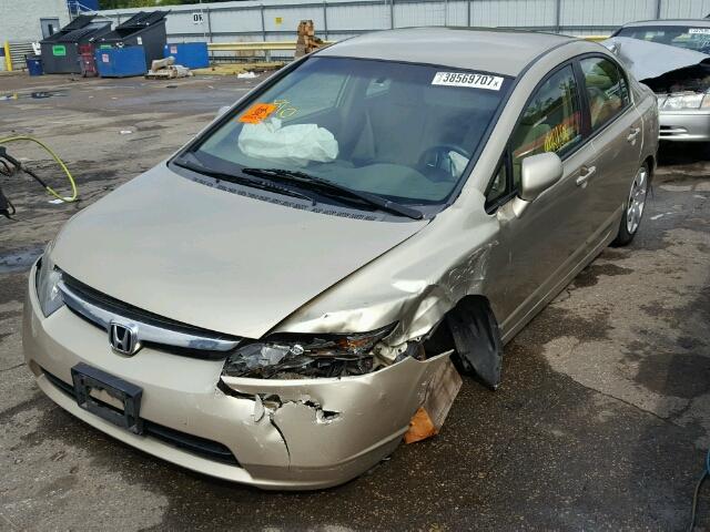 1HGFA16578L072809 - 2008 HONDA CIVIC LX TAN photo 2