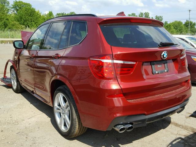 5UXWX7C54CL737709 - 2012 BMW X3 XDRIVE3 RED photo 3