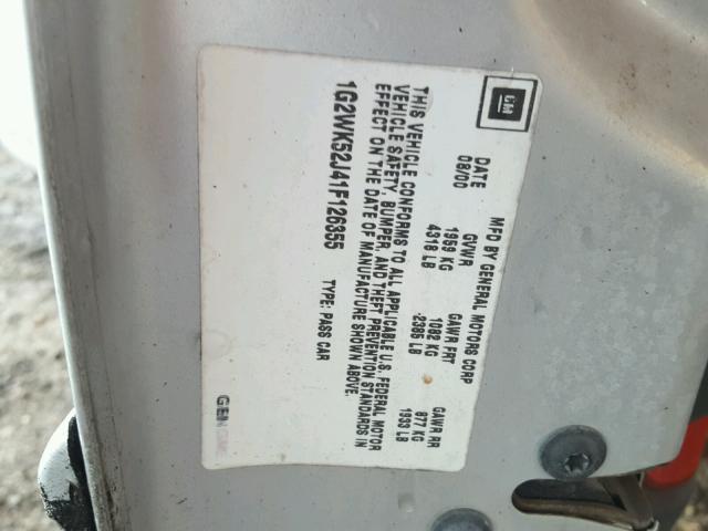 1G2WK52J41F126355 - 2001 PONTIAC GRAND PRIX Արծաթագույն լուսանկար 10