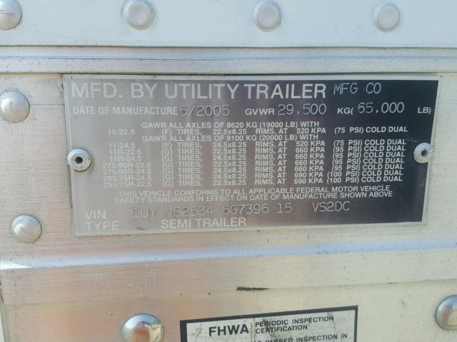 1UYVS25346G739615 - 2006 UTILITY TRAILER WHITE photo 10
