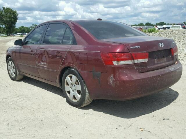 5NPET46C68H362841 - 2008 HYUNDAI SONATA GLS RED photo 3