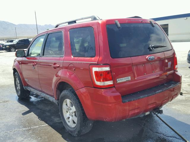 1FMCU941X8KA62459 - 2008 FORD ESCAPE LIM RED photo 3