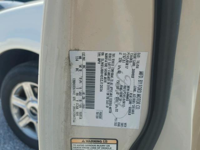 5LMEU88H05ZJ12036 - 2005 LINCOLN AVIATOR 棕色 照片 10