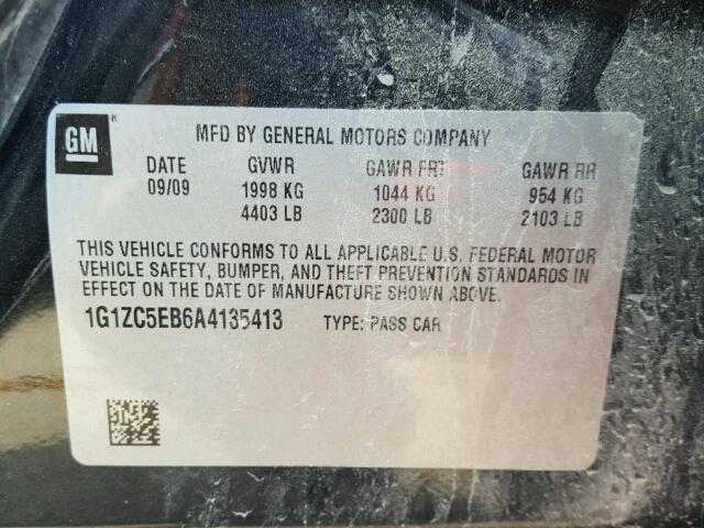 1G1ZC5EB6A4135413 - 2010 CHEVROLET MALIBU 1LT BLACK photo 10