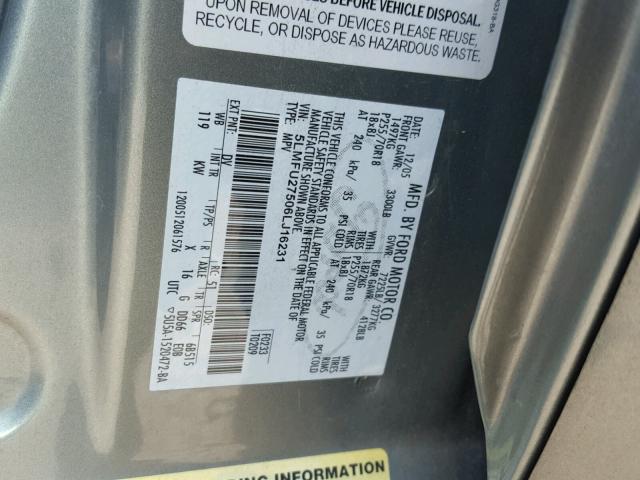 5LMFU27506LJ16231 - 2006 LINCOLN NAVIGATOR GREEN photo 10