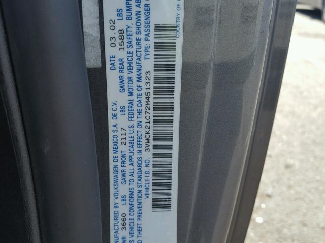 3VWCK21C72M451323 - 2002 VOLKSWAGEN NEW BEETLE 灰色 照片 10