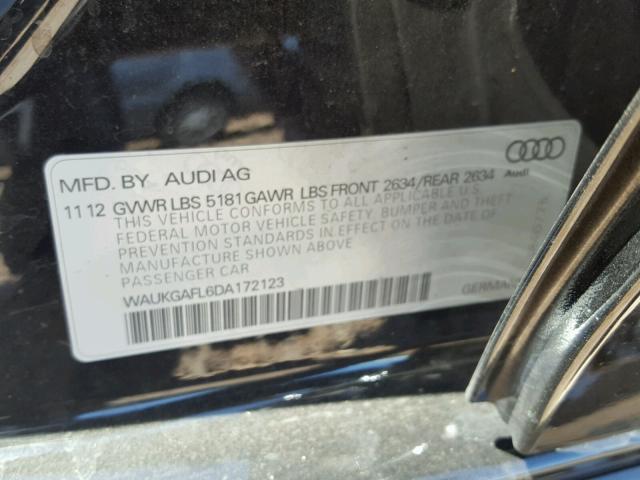 WAUKGAFL6DA172123 - 2013 AUDI S4 PRESTIG BLACK photo 10