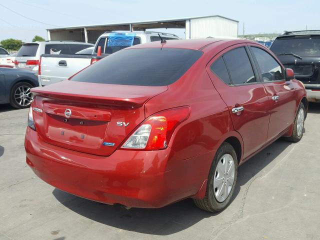 3N1CN7AP6CL874205 - 2012 NISSAN VERSA S/SV RED photo 4